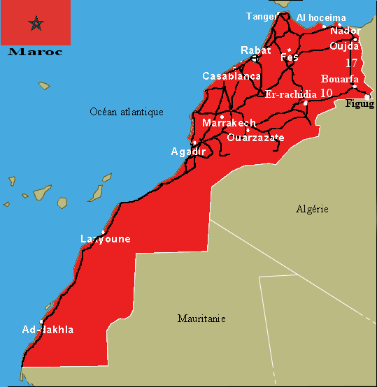 Ifyyiy , Carte des routes du Maroc